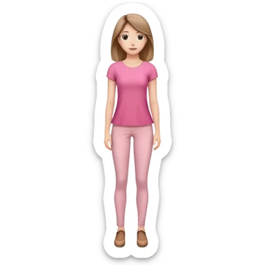 with meduim hair and pink dress and jegigs for pant  sticker