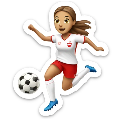 Polish female Brown hait soccer player jumping sticker