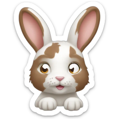 Lapin blanc et marron poil long sticker