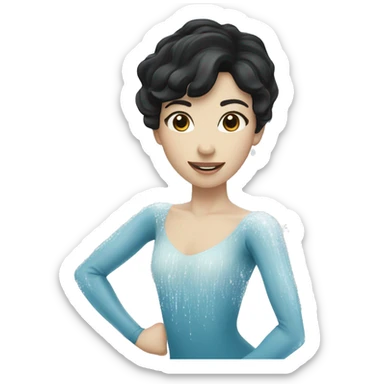 ice skater with black hair and pale skin skating trough the ice sticker