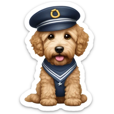 Apricot mini goldendoodle with sailor hat  sticker