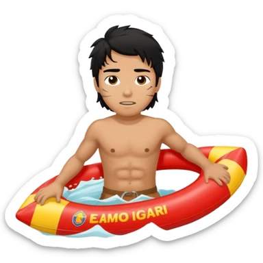 Lifeguard Native American Teenager with messy hair rescuing someone sticker