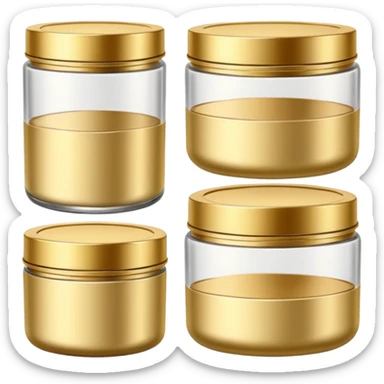 PVarios rodutos de beleza com tampa dos potes dourados e fundo transparente pra usar como figurinha sticker