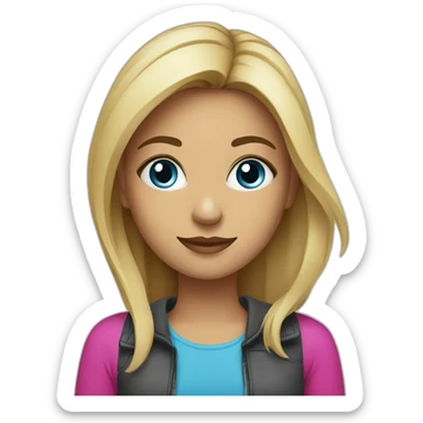 girl designer at the ozone company. The company's corporate colors are blue, fuchsia and white sticker