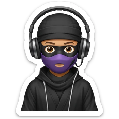Make a customized emoji that has dj headphones on and a ninja outfit sticker