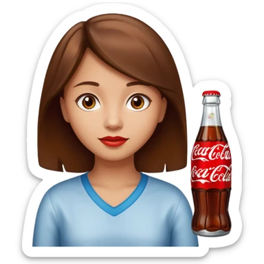 Girl brown hair light skin brown eyes turning into coca cola bottle sticker