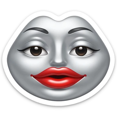 A seductive pair of slightly parted lips emoji made of liquid silver chrome, smooth glossy metallic surface, soft sensual curves, subtle reflections, luxury sexy aesthetic, minimal iOS emoji style, centered composition, clean white background, soft studio lighting, no text sticker