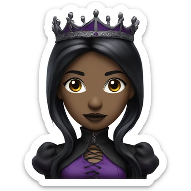 Queen gothic girl long dark black and purple hair add a whip in hand sticker