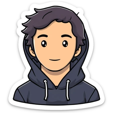 young white guy in a hoodie with wavy hair sticker