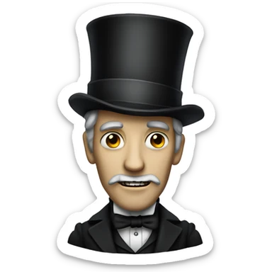 Scary, tall, Victorian man with top hat sticker