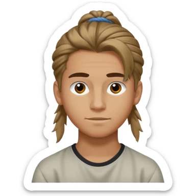 homme cheveux long attaché sans cheuveux dépanssant  16 ans, un peu bronzé sticker