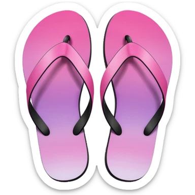 Realistic pink gradient pair of summer flip flops isolated. sticker