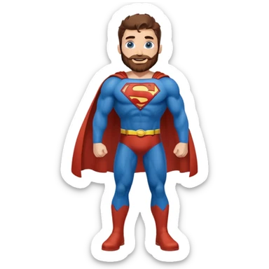 Full body Adult size Superman Blue Eyes Scruffy Redish Brown Beard Muscle happy sticker