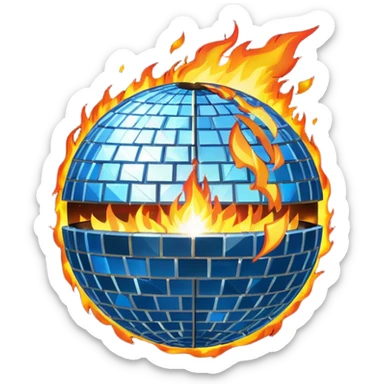 disco ball on fire on top sticker