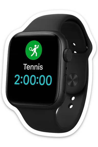 smartwatch con modalità attiva di tennis che segna 2 ore di tennis, REALISTICA 4K sticker