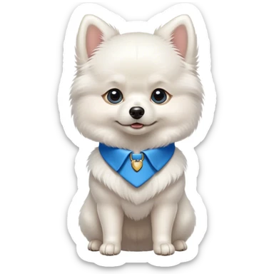 White Pomeranian boy blue collar stance sticker