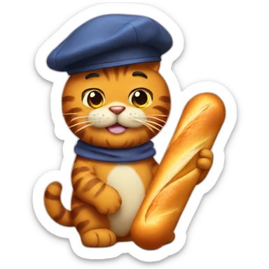 Garfield with a beret and baguette sticker