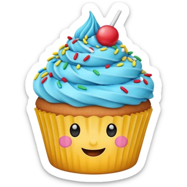 cute cupcake with a smiling face sticker