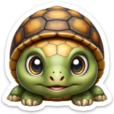 cinematic-baby tortoise-realistic--emoji,,-cute-wise-face-peering-ahead-with-calm-determination,-cute large-eyes-reflecting-centuries of wisdom, sticker