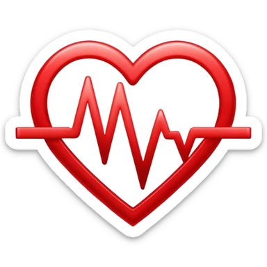 Precise and minimalist logo for MedSignal, red heartbeat pulse transforming into the letters ‘AI’, glowing edges with a metallic sheen, sleek design with clean white space, focusing on advanced healthcare technology and AI sticker