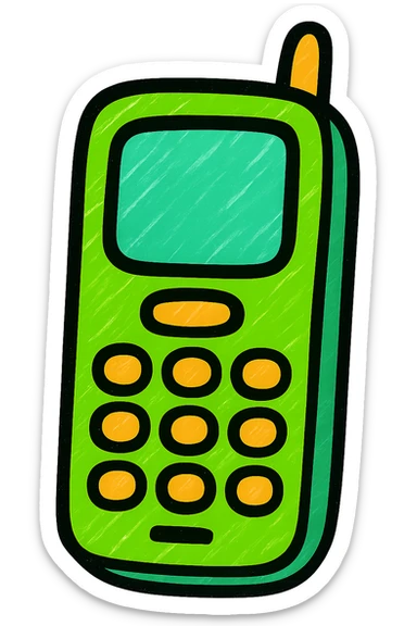 cell phone, professional style, green gold and white color scheme, bold and clear, suitable for digital use sticker