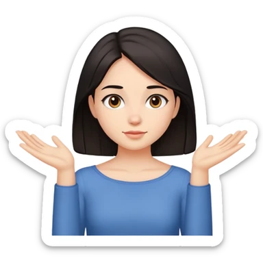 A girl mid length dark hair reaching her shoulders  sticker