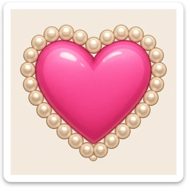 Create a pink heart with a pearl border in the style of emoji style. The heart should be pink and have a border made of pearls, capturing the essence of emoji aesthetics. sticker