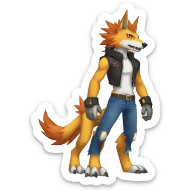  Cool Edgy Digimon-Fakemon-Garurumon-Loogamon-Dorulumon-Wolf full body sticker
