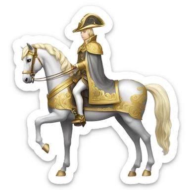 Gilded saddle vintage gray piebald horse gilded robes sticker