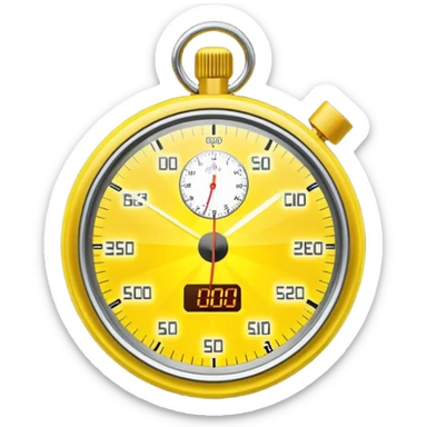 A yellow hologram of a stopwatch sticker