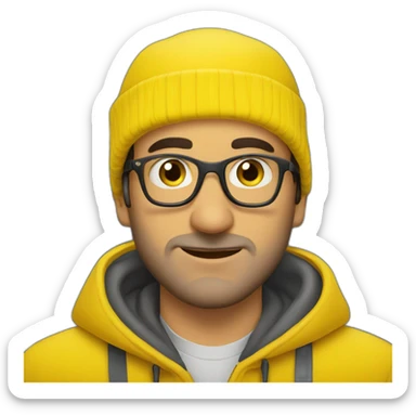 Armenian men in yellow clothing in the bus sticker