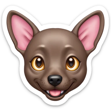 Cinematic Comical Xoloitzcuintle dog Portrait Emoji, Head tilted dramatically with an exaggeratedly amused expression, featuring smooth, hairless ebony skin with pronounced wrinkles and wide, expressive dark eyes filled with playful disbelief, Simplified yet hilariously expressive features, highly detailed, glowing with a slightly sassy glow, high shine, dramatic yet playful, stylized with an air of cheeky mischief, bright and endearing, soft glowing outline, capturing the essence of a spirited and over-the-top companion, so meme-worthy it feels like it could side-eye its way into internet fame instantly! sticker