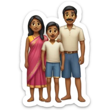 indian family of 4  sticker