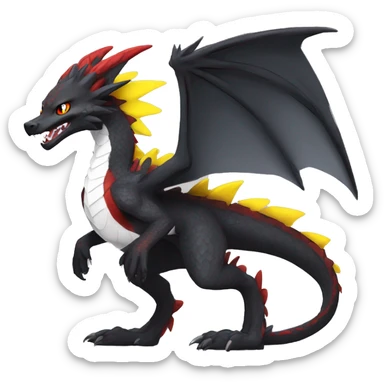 Anthro Cute cool black red white yellow nargacuga-dragon sergal animal hybrid Fakemon full body sticker
