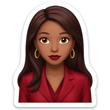 Farrah Franklin from Destiny's Child with long dark brown hair, dark red outfit sticker