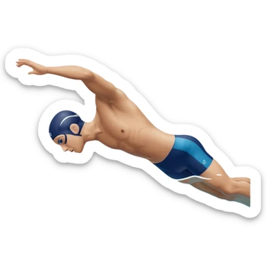 swimmer diving into a swimming pool, side profile view, smooth gradients, clean lines, realistic proportions. sticker