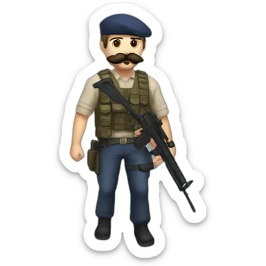 French Counter-Strike character with beret, beard, and baguette in hand, featuring a French mustache style sticker