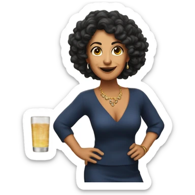 Hispanic 48 year old women with not so curly hair dancing at a bar sticker