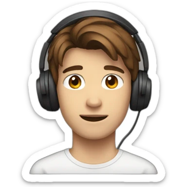 A 19 years Old boy with brown hair wearing headphones sticker