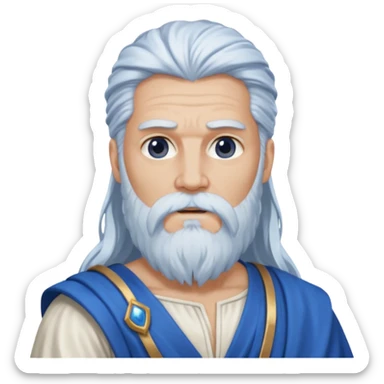 Jupiter, Thunder God from Rome Mythology with long white hair and beard, blue and white outfit sticker