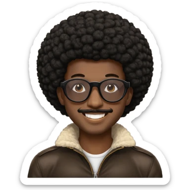 a black guy with shades and an afro sticker
