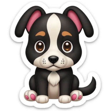 haz un perro negrocon el ozico y las patas blancas sticker