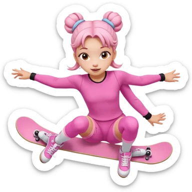 My little pony Cute skater girl with two buns and pink outfit, gliding with playful energy. sticker