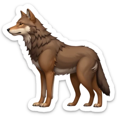 Brown wolf side profile full body facing center sticker