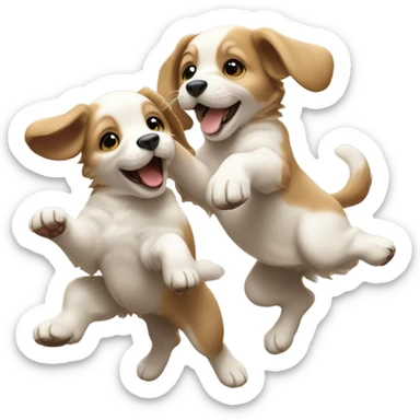 puppies at a party dancing  sticker
