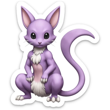 Pastel dull greyish anthropomorphic furry Mewtwo-Beerus-Venom-Espurr-Minccino-hybrid-fusion-animal-ET-species-creature  sticker