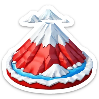 Create a 3D Mount Fuji with red color. sticker