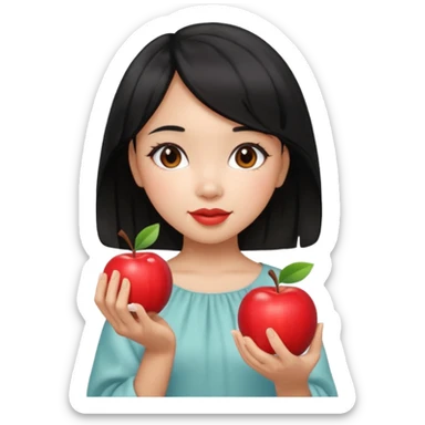 Red girly stuff filipino black hair with straight wavy hair medium length butterfly haircut sticker