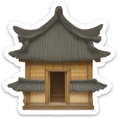 a Chinese-style hut with a thatched roof sticker