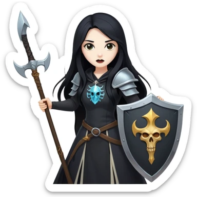 Necromancer girl with scythe and shield, killing a wizard sticker